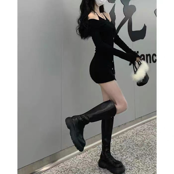 Zweiteiliges, würziges, schwarzes, trägerloses Kleid „Pure Desire“ für Damen
