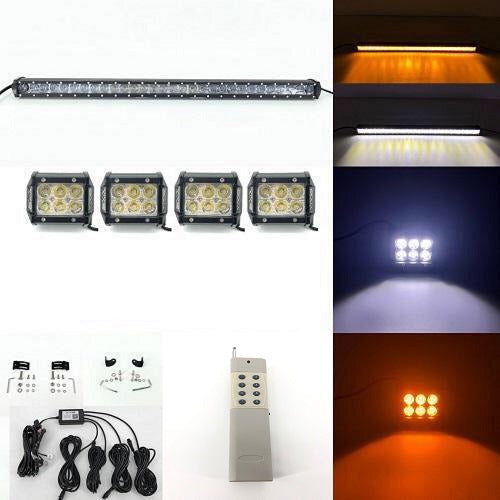 1 ਸਲਿਮ ਡਿਊਲ ਕਲਰ ਸਟ੍ਰੋਬ ਲਾਈਟ ਬਾਰ ਸਿੰਕ 4 ਪੈਕ 4" LED ਪੌਡ