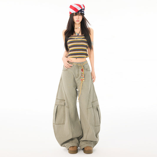Women's Pants Wide Leg Denim Trousers with Cool Style and Summer Loose Fit