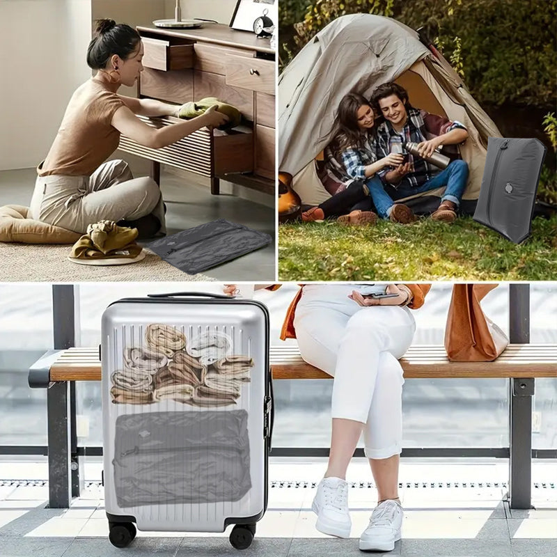 旅行の必需品: 真空バッグ、スーツケース、衣類用ボックス、梱包用バッグ、アクセサリー、圧縮キューブ