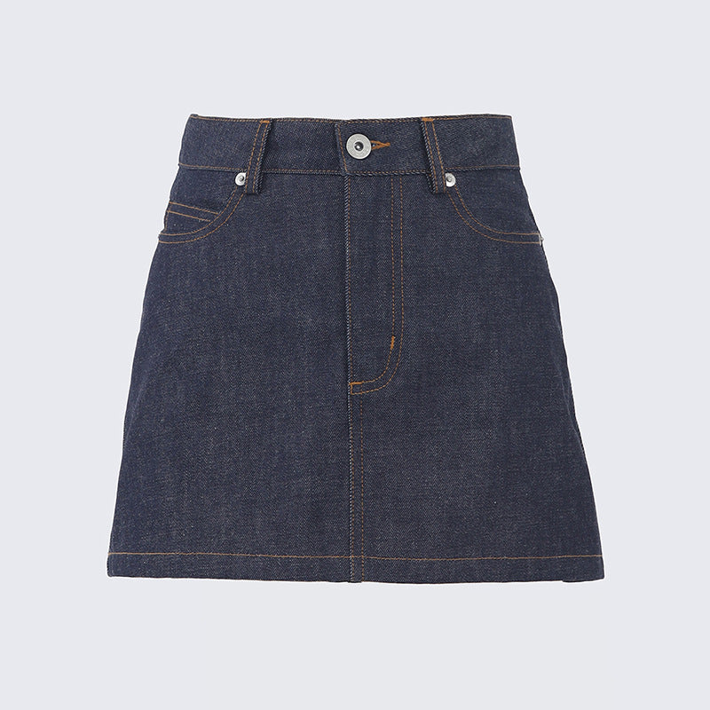 Damen Denim Kurzrock Sommer Klassisch Vielseitig Anti-Peeking Halbrock