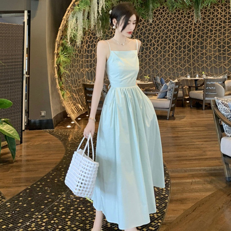 Sexy trägerloses, rückenfreies Neckholder-Kleid „Pure Desire“ für Damen im Urlaubsstil, taillenbetontes Feen-A-Linien-Langkleid