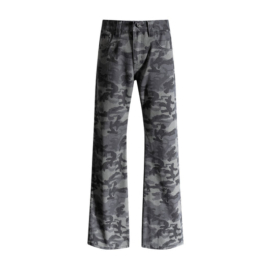 အမျိုးသမီး Camouflage Flared Jeans ခါးနိမ့်ဘောင်းဘီ
