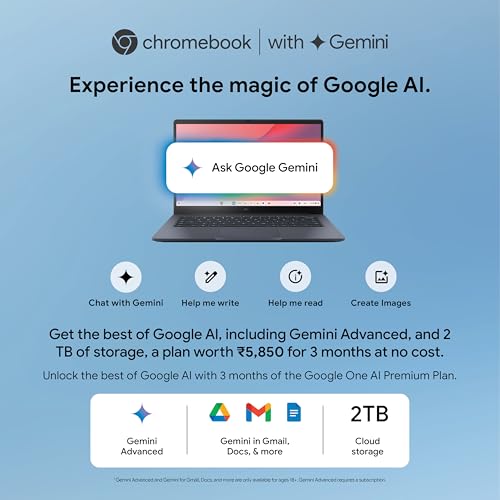 ASUS Chromebook CX1405, Intel Celeron N4500 Processor,Chrome OS, Thin & Light Laptop (Integrated Intel UHD Graphics/8GB RAM/128GB SSD/FHD/14 (35.56 cm)/60Hz/42WHrs/Quiet Blue/1.4 Kg) CX1405CKA-S60394|B0FCY4H89L