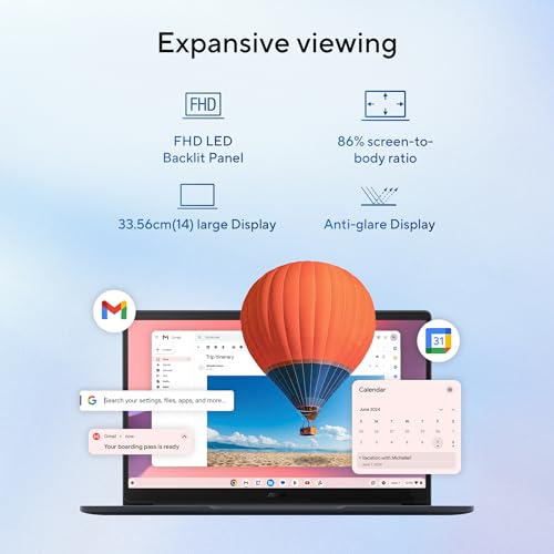 ASUS Chromebook CX1405, Intel Celeron N4500 Processor,Chrome OS, Thin & Light Laptop (Integrated Intel UHD Graphics/8GB RAM/128GB SSD/FHD/14 (35.56 cm)/60Hz/42WHrs/Quiet Blue/1.4 Kg) CX1405CKA-S60394|B0FCY4H89L