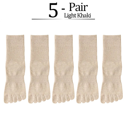 5 Pairs/lot Women Five Fingers Socks 100% Cotton Solid Colour Ladies Split Toe Sports Socks Spring Autumn Harajuku Toe Socks