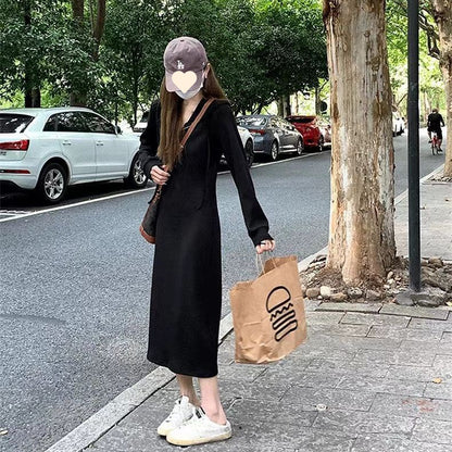 စတိုင်လ် ပေါ့ပေါ့ပါးပါး Hoodie ဂါဝန်ရှည် စကတ်ရှည် အင်္ကျီ အတွင်းပိုင်းဝတ် အောက်ခြေအလွှာပါ စကတ်ရှည် စကတ်ရှည်