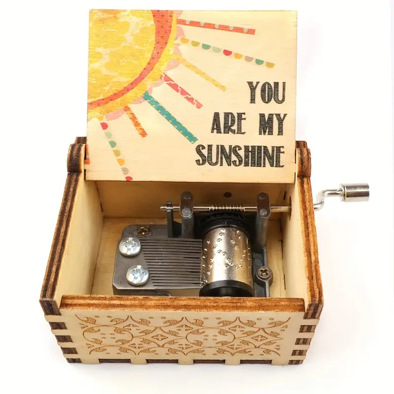 Vintage Hand-Crank Music Box - 'You Are My Sunshine' Tune-2