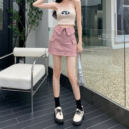 Workwear Denim Mini Skirt High Waist Slim Fit Bodycon Spicy A-line Skirt