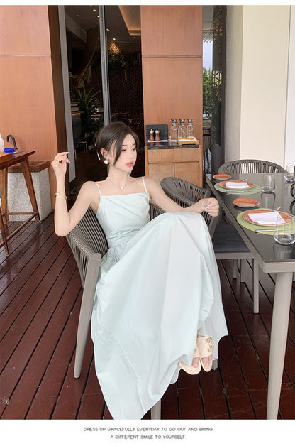 Sexy trägerloses, rückenfreies Neckholder-Kleid „Pure Desire“ für Damen im Urlaubsstil, taillenbetontes Feen-A-Linien-Langkleid