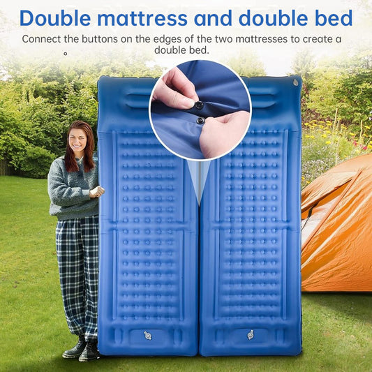 Dicke selbstaufblasende Campingmatratze für den Außenbereich: ultraleicht, mit eingebauter Pumpe, ideal für Reisen, Wandern, Angeln.