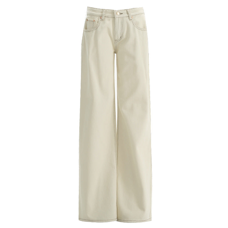 Damen Jeans mit niedriger Taille und weitem Bein, Sommer, lockere, schmale, gerade Hose
