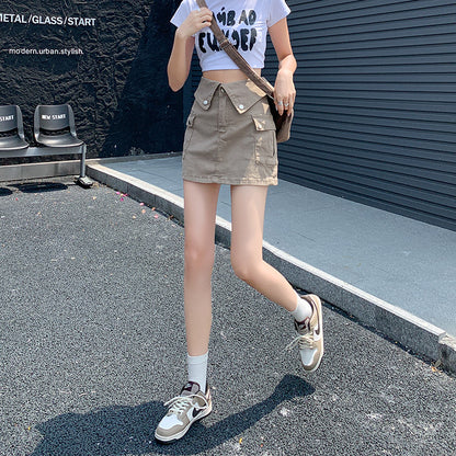 Workwear Denim Mini Skirt High Waist Slim Fit Bodycon Spicy A-line Skirt
