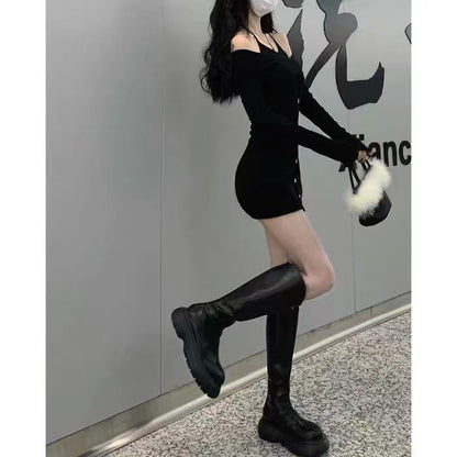 Zweiteiliges, würziges, schwarzes, trägerloses Kleid „Pure Desire“ für Damen