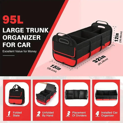ユニバーサル大型トランクオーガナイザー 95L 折りたたみ式収納バッグ ブラック