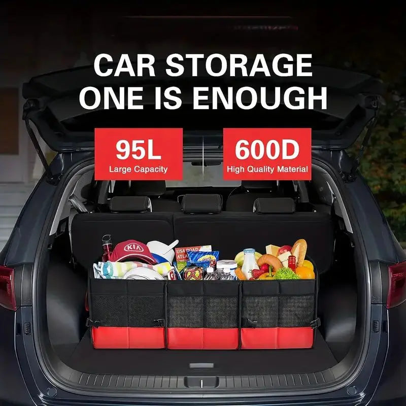 ユニバーサル大型トランクオーガナイザー 95L 折りたたみ式収納バッグ ブラック
