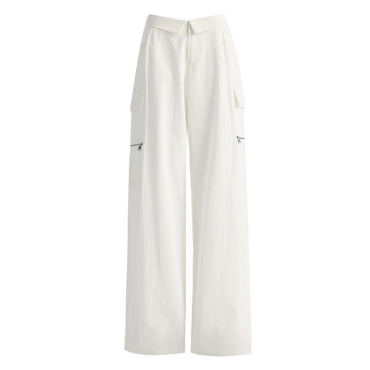Women's White Work Pants Jazz Dance Sports Casual Trousers