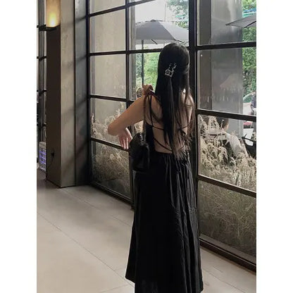 Sexy trägerloses, rückenfreies Neckholder-Kleid „Pure Desire“ für Damen im Urlaubsstil, taillenbetontes Feen-A-Linien-Langkleid
