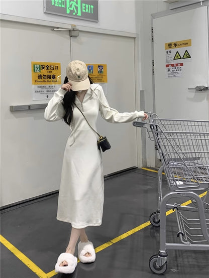 စတိုင်လ် ပေါ့ပေါ့ပါးပါး Hoodie ဂါဝန်ရှည် စကတ်ရှည် အင်္ကျီ အတွင်းပိုင်းဝတ် အောက်ခြေအလွှာပါ စကတ်ရှည် စကတ်ရှည်