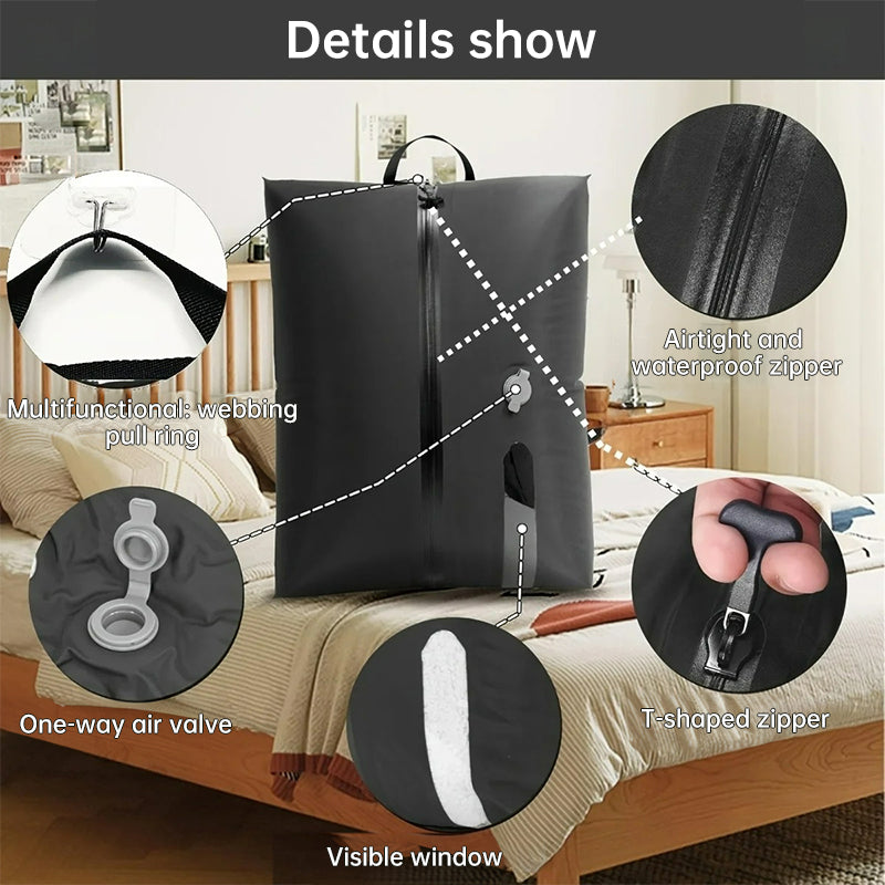 旅行の必需品: 真空バッグ、スーツケース、衣類用ボックス、梱包用バッグ、アクセサリー、圧縮キューブ