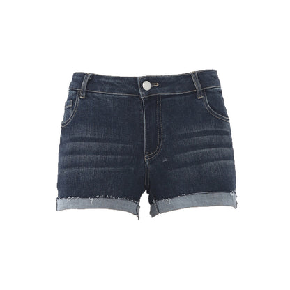 Women's  Low Waist Cuffed Elastic Denim Shorts Summer Slimming Versatile A-Line Hot Pants