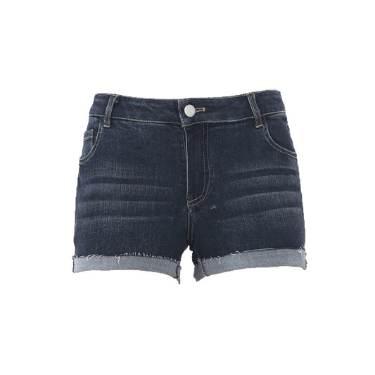 Women's  Low Waist Cuffed Elastic Denim Shorts Summer Slimming Versatile A-Line Hot Pants